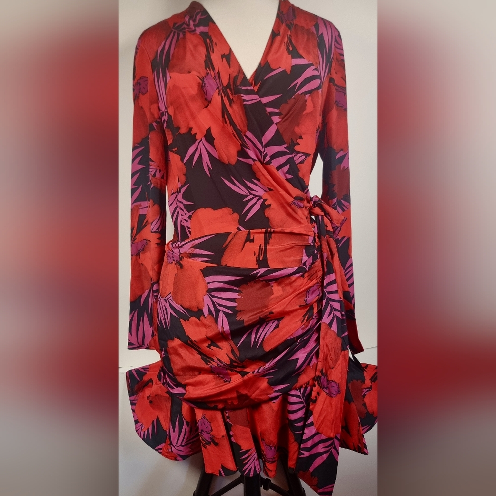 Veronica Beard Red and Pink Floral Dress